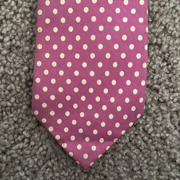 Pink Tie with Polka Dots 100% Imported Silk - Picture 3 of 8